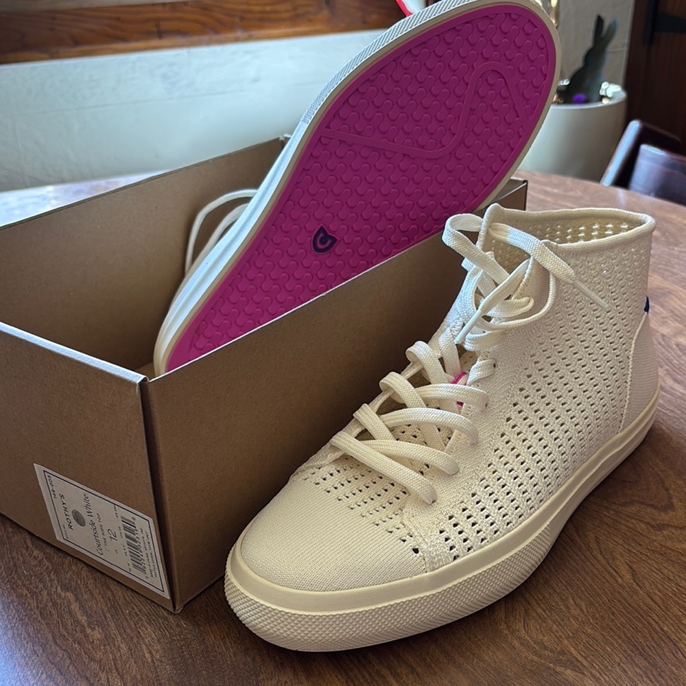 New Rothy’s Women's Cream High-Top Sneakers Size 12